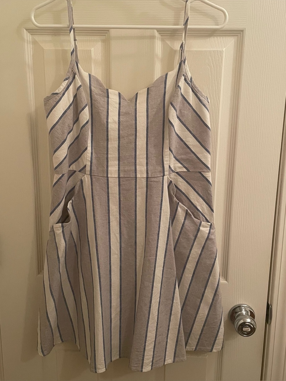 Stitch Fix Market & Spruce Sleeveless Linen Blend Striped Scalloped Dress